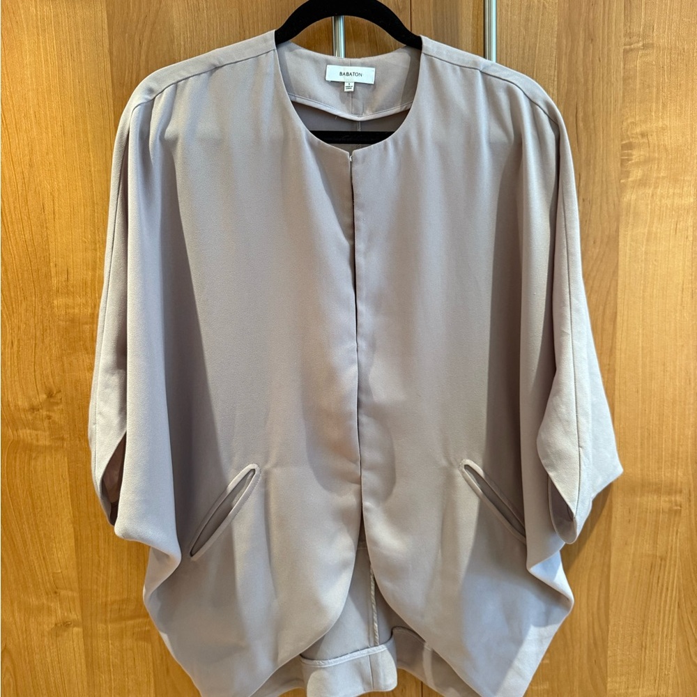 Babaton Open-Front Draped Jacket – Size Small, Taupe Grey